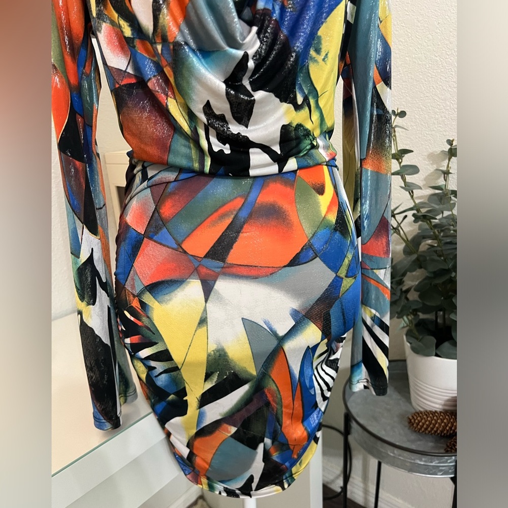 Multicolor Halter Dress, Splatter Pattern, size M - Picture 7 of 9